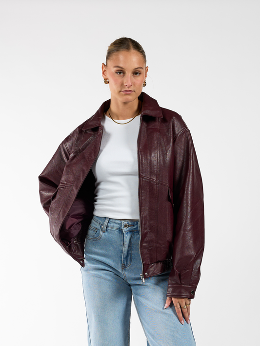 Loua leather jacket | Bordeaux | Tall