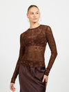 Louis Flower Lace Top | Tall | Brown