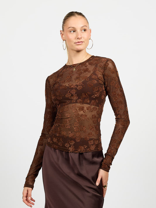 Louis Flower Lace Top | Tall | Brown