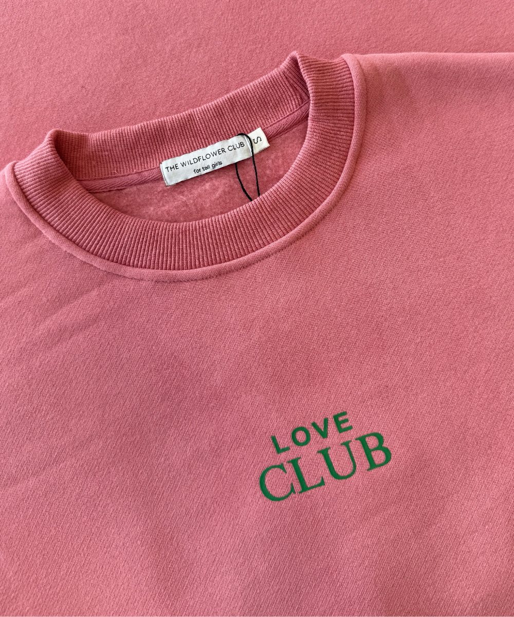 Love Club Sweater | Pink with green | Tall