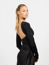 Lucie open-back top | Long sleeve | Black | Tall