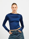 Lucie open-back top | Long sleeve | Navy | Tall