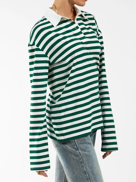 Lucy Polo | Striped green white | Tall