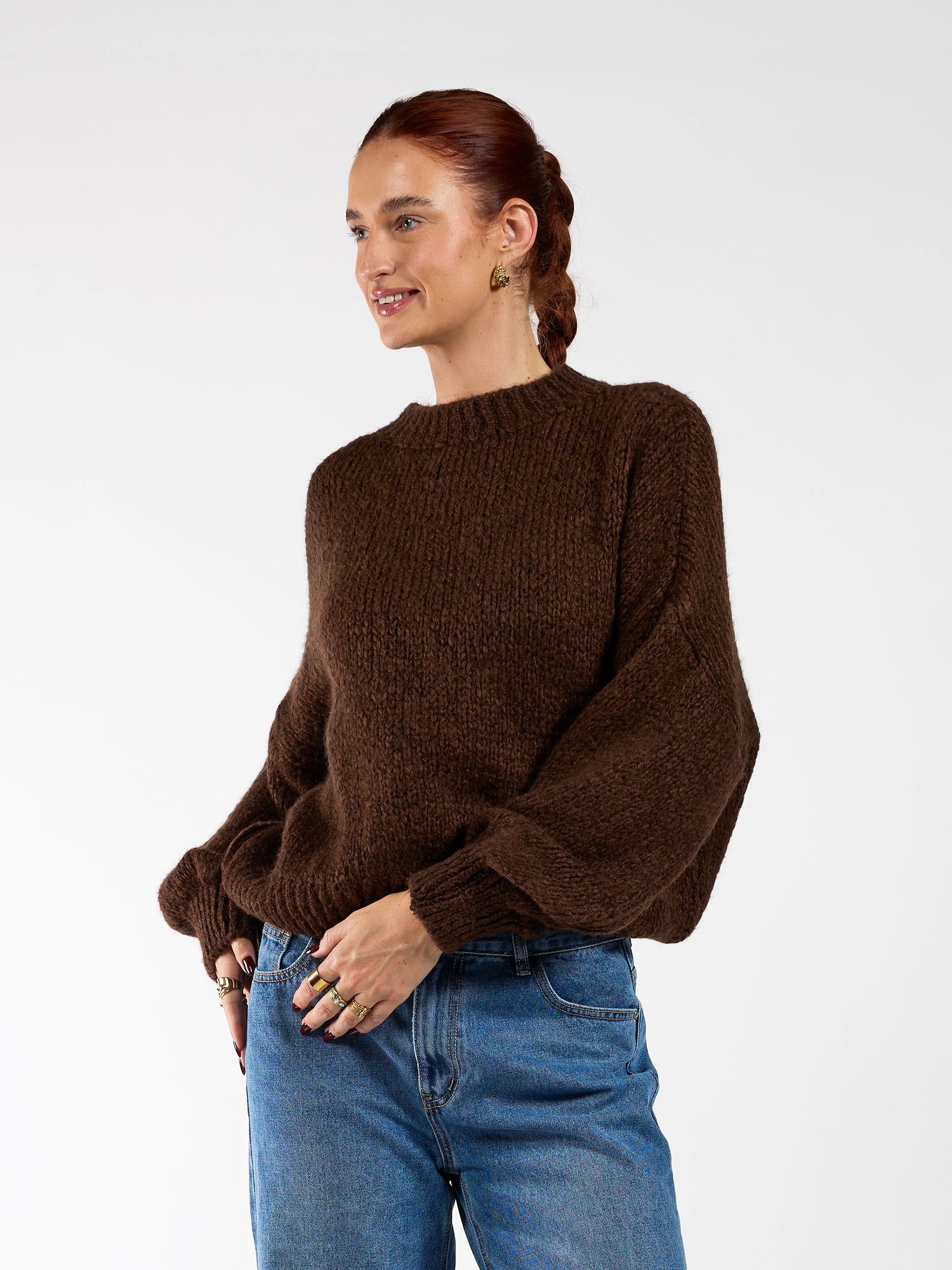 Lulu | Knitted sweater | Dark brown