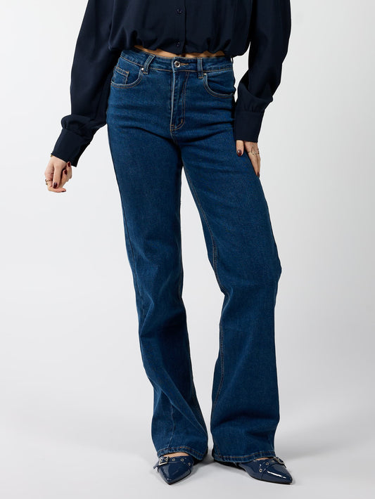 Maddy Wide Leg Jeans | Dark blue | Stretch | Tall