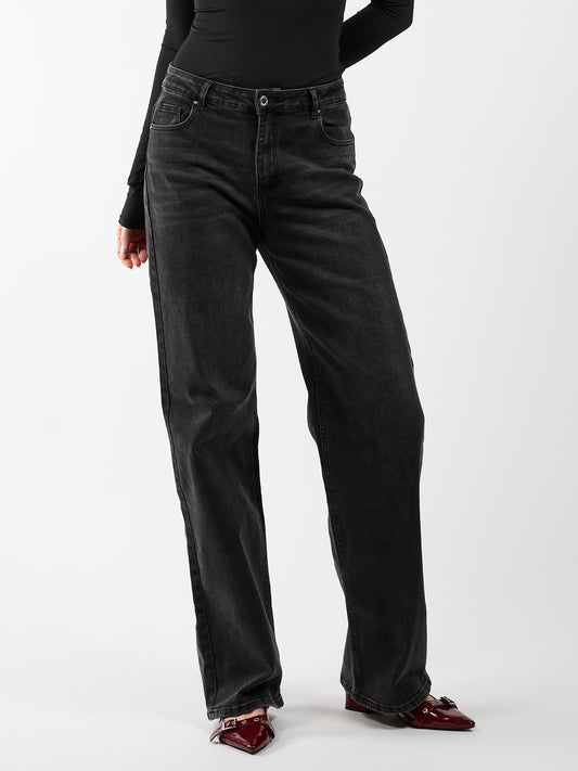 Maddy Wide Leg Jeans | Washed Black | Stretch | Tall