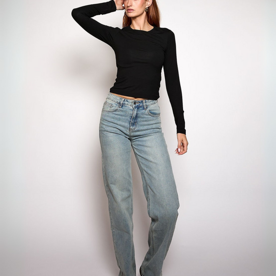 Maddy Wide Leg Jeans | Washed blue | Stretch | Tall