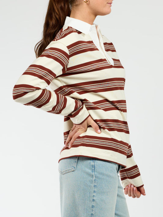 Maya Polo | Striped white burgundy | Tall