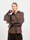 Millie blouse | Brown checked | Tall