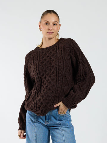 Mira Cable Knit | Brown | Tall