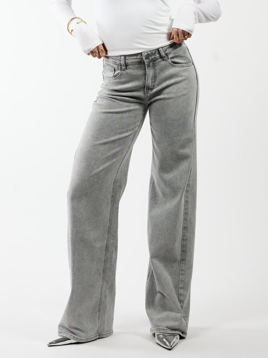 Mira | Low Waist Super Wide Leg Jeans | Gray | Stretch | Tall