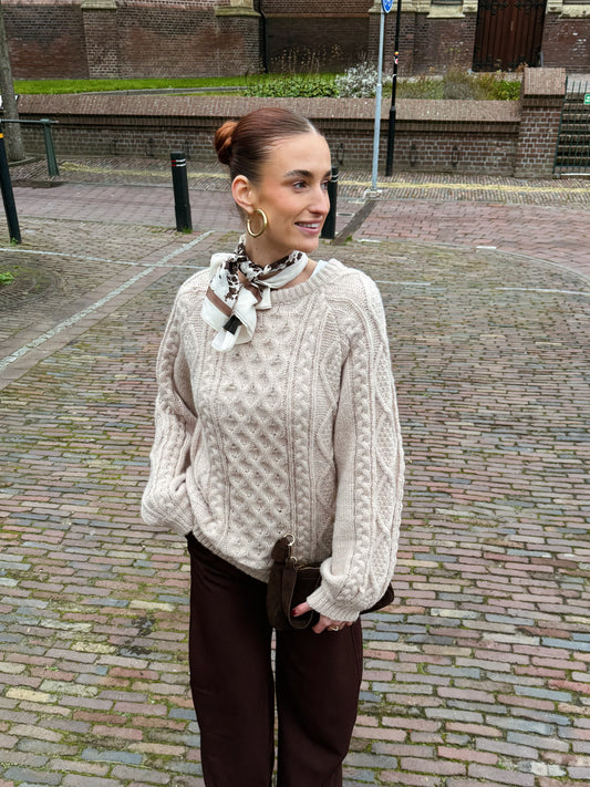 Mira Cable Knit | Beige | Tall