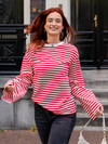 Nine Tee | Flared Sleeve | Striped White Red | Tall