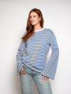 Nine Tee | Flared Sleeve | Striped White Blue | Tall