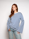 Nine Tee | Flared Sleeve | Striped White Blue | Tall