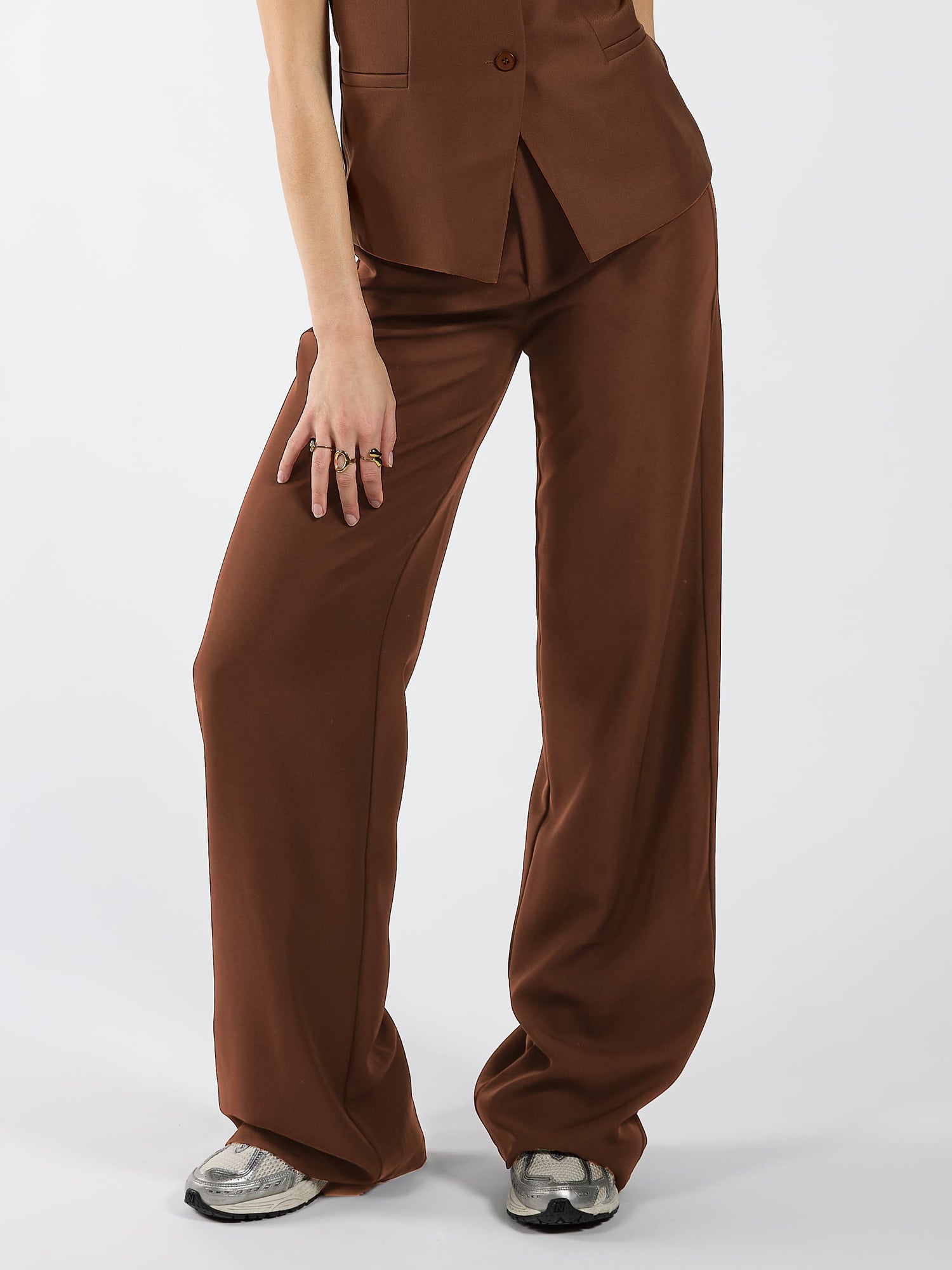 Nova | Wide-leg trousers with buttons | Brown | Tall