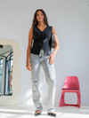 Lizza Mid Waist Jeans | Light grey | Stretch | Tall