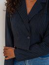 Leila Cropped Blazer | Navy with stripe | Tall