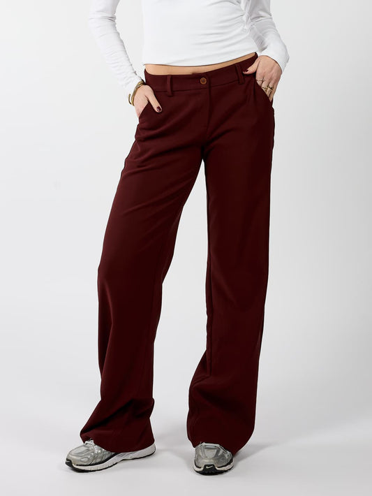 Romi Trousers | Mid waist | Bordeaux | Tall