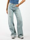 Roxy | Mid Waist Super Wide Leg Jeans | Light Blue | Stretch | Tall