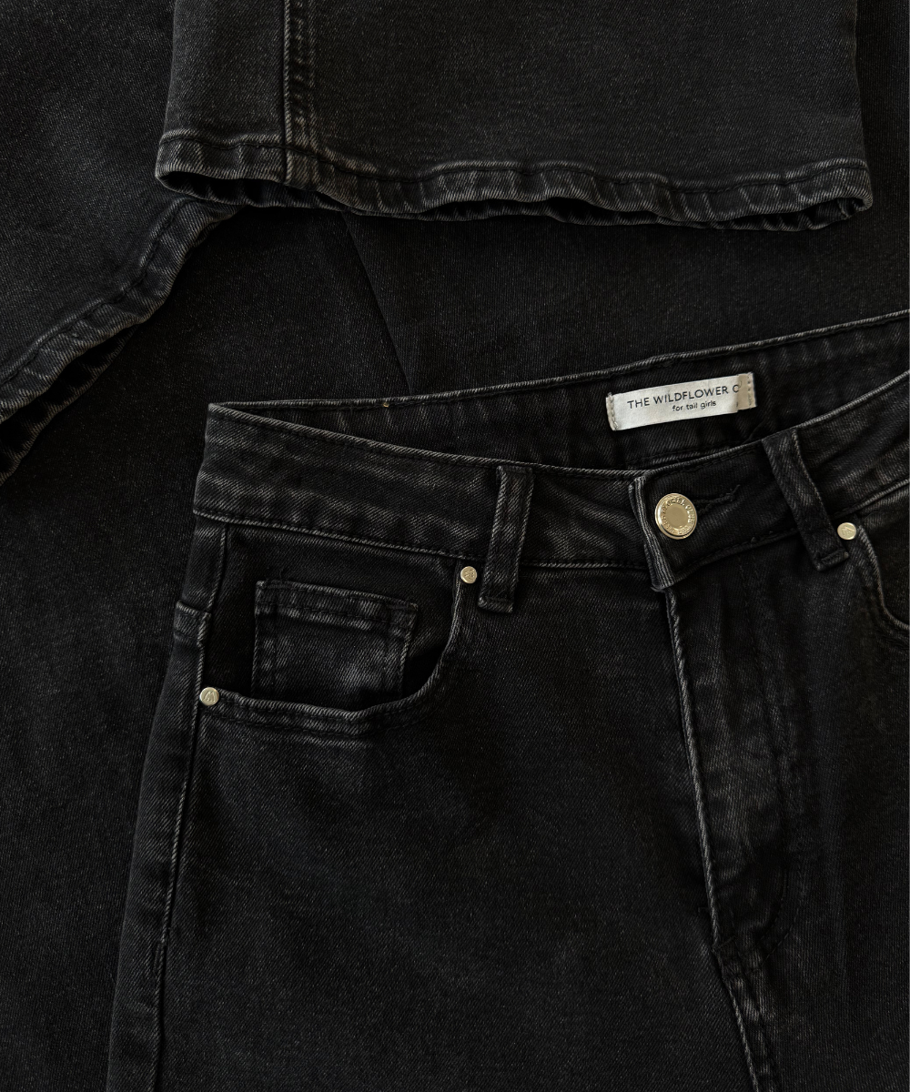 Sassy | Super Wide Leg Jeans | Stretch | Washed black | Tall