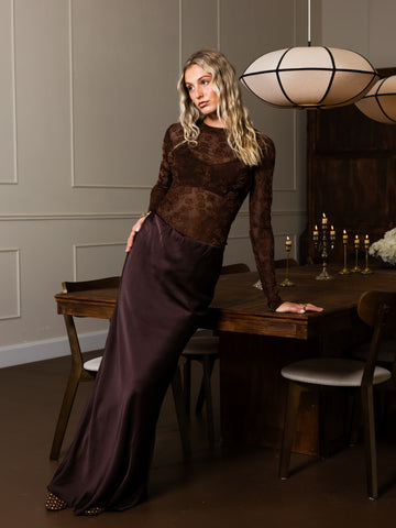 Sammy Satin Skirt | Brown | Tall