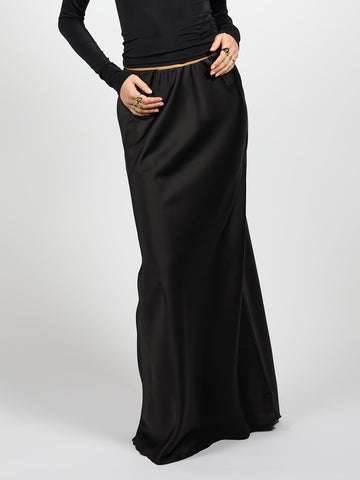 Sammy Satin Skirt | Black | Tall