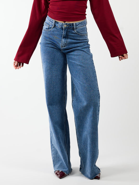 Sassy | Super Wide Leg Jeans | Destroyed | Stretch | Dark Blue | Tall