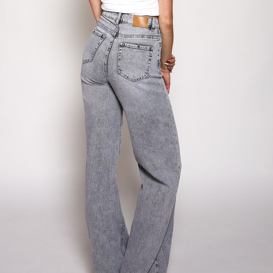 Sassy | Super Wide Leg Jeans | Stretch | Washed Grey | Tall