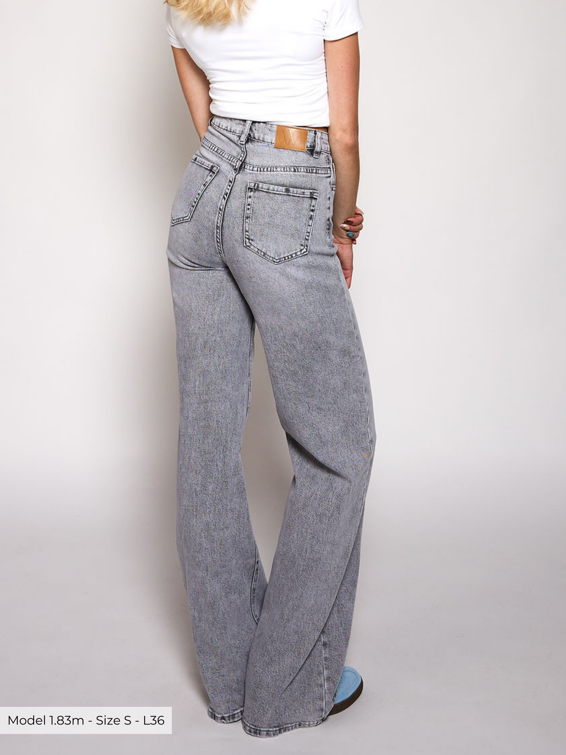 Sassy | Super Wide Leg Jeans | Stretch | Washed Grey | Tall