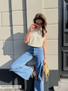 Sassy | Super Wide Leg Jeans | Destroyed | Stretch | Donkerblauw | Tall
