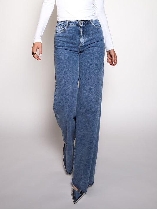 Sassy | Super Wide Leg Jeans | Destroyed | Stretch | Dark Blue | Tall
