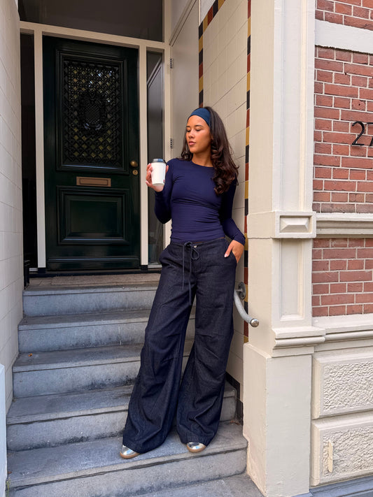 Riley Relaxed Jeans | Drawstring | Navy | Tall