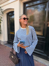 Nine Tee | Flared Sleeve | Striped White Blue | Tall