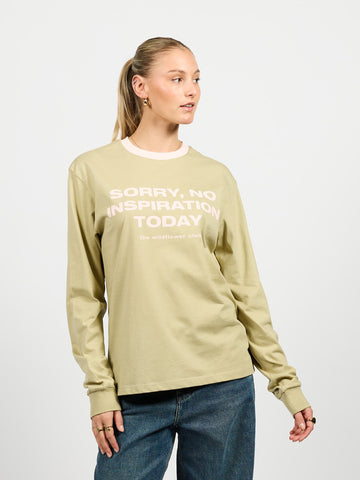 No Inspiration Tee | Khaki with pink | Tall