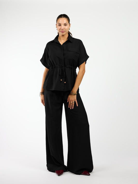 Steph | Wide leg pants | Zwart | Tall