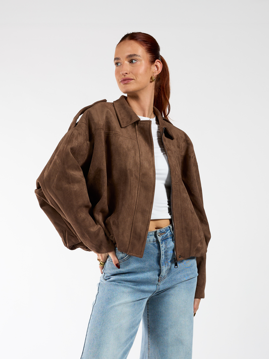 Izabel suede jacket | Brown | Tall