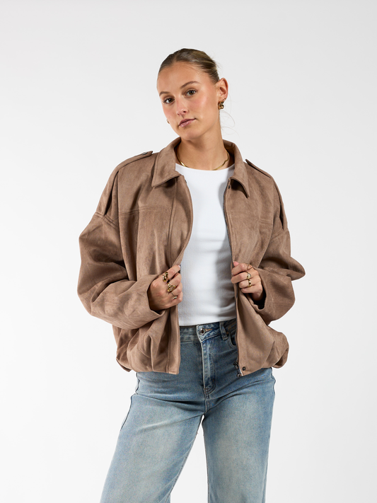 Izabel suede jacket | Taupe | Tall