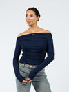 Lieke off shoulder top | Tall | Navy