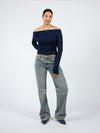 Lieke off shoulder top | Tall | Navy