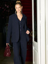 Nova | Wide leg trousers with button | Navy | Tall
