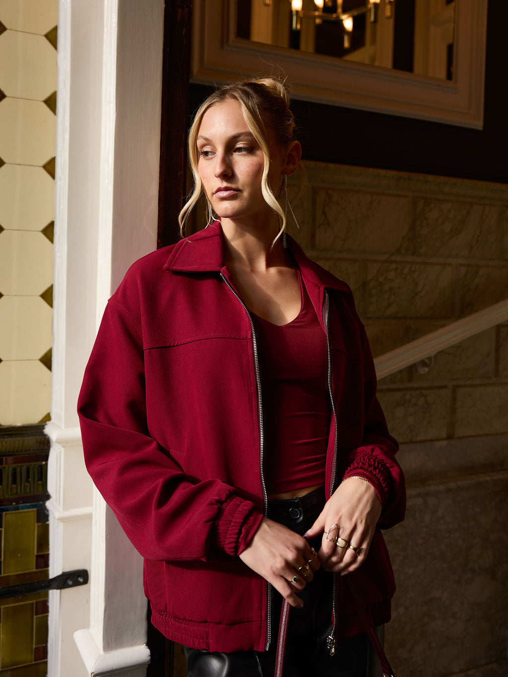 Lily jacket with collar | Bordeaux | Tall