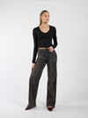 Sassy | Super Wide Leg Jeans | Diamond Stripes | Stretch | Washed Black | Tall