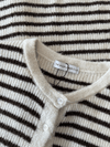 Lola Knitted Spencer with Buttons | White brown striped | Tall