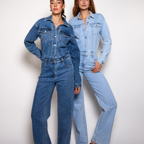 Zoë Denim Jumpsuit | Straight leg | Stretch | Donkerblauw | Tall
