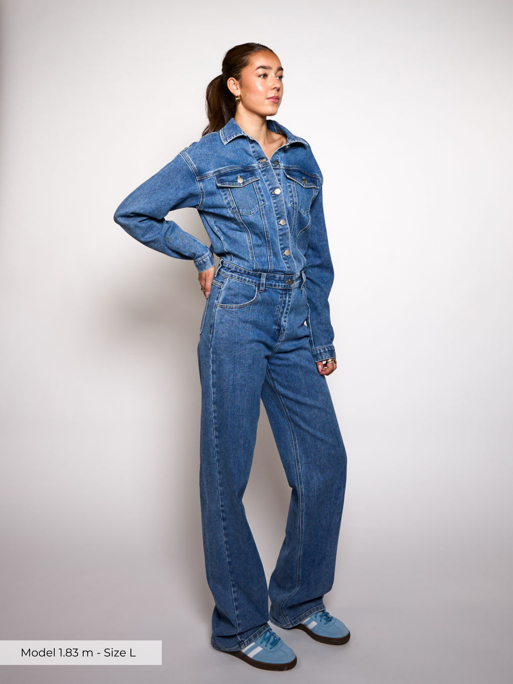 Zoë Denim Jumpsuit | Straight leg | Stretch | Donkerblauw | Tall
