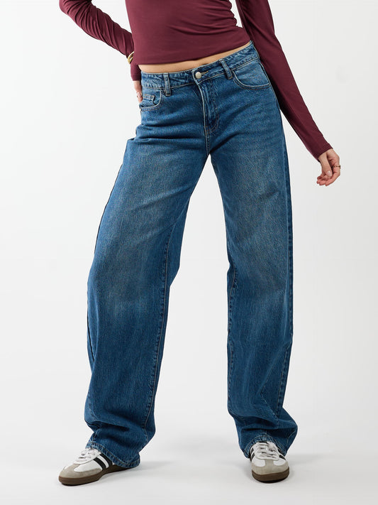 Zoey Barrel Jeans | Mid waist | Ocean blue | Tall