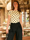 Amber Polkadot Top | Yellow Black | Tall