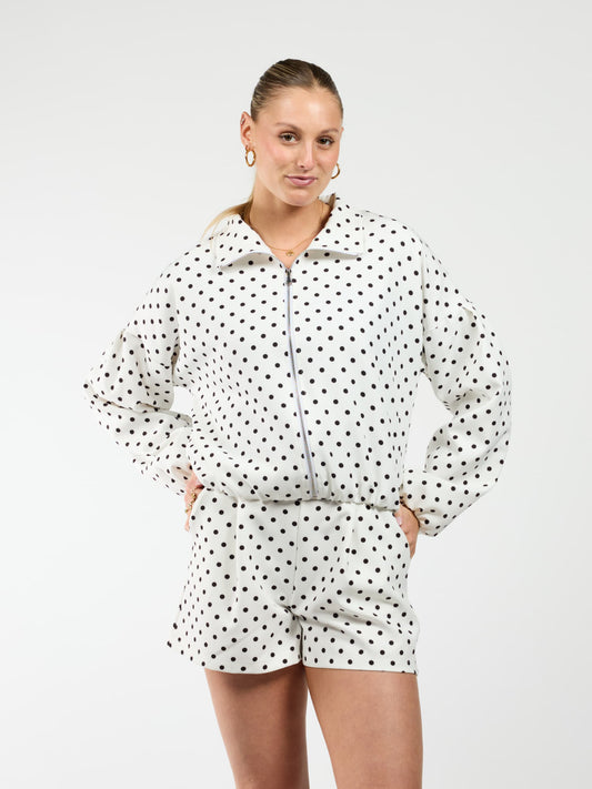 Ava Polka Dot Jacket | White | Tall