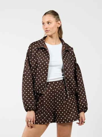 Ava Polkadot jacket | Dark brown | Tall